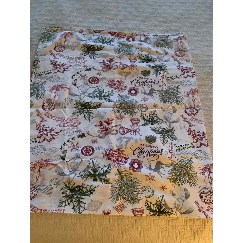 Rectangular Christmas Postcard Cotton Cloth Tablecloth